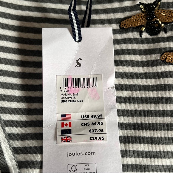 Joules Long Sleeve Top With Bumblebee Embellishment Size 4 - Picture 5 of 6
